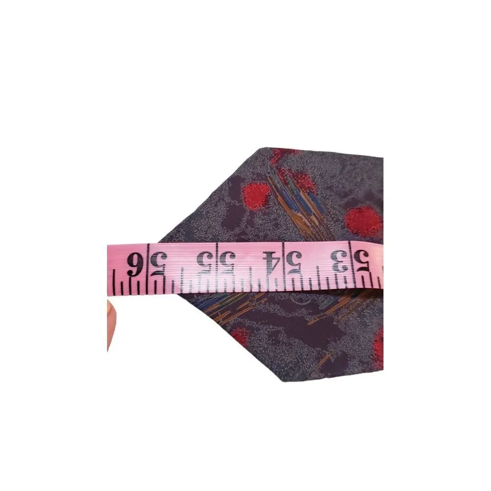 Vintage Secours Abstract Multicolor NeckTie 100% Silk Blues and Reds‎